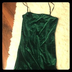 Hunter green velvet mini dress